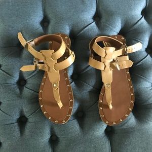 Tan faux leather sandals